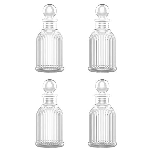 Lewondr Glass Diffuser Bottles, 4PCS 9.1″High 100ml 3.38fl oz Diffuser  Bottles for Reed Diffuser Refill Bell-shape Replacement Bottles Diffusers  for Aromatherapy DIY Home Use, Clear + Clear Stropper – lewondr