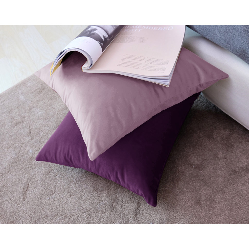 Lewondr Velvet Throw Pillow Case, 2 PACK Soft Solid Color Modern Square