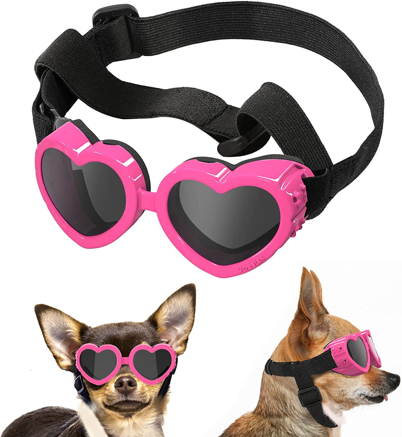 Lewondr Small Dog Sunglasses UV Protection Goggles Eye Wear Protection with Adjustable  Strap Doggy Heart Shape Anti-Fog Sunglasses for Pet Dogs Sun Glasses Doggie  Windproof Glasses – lewondr